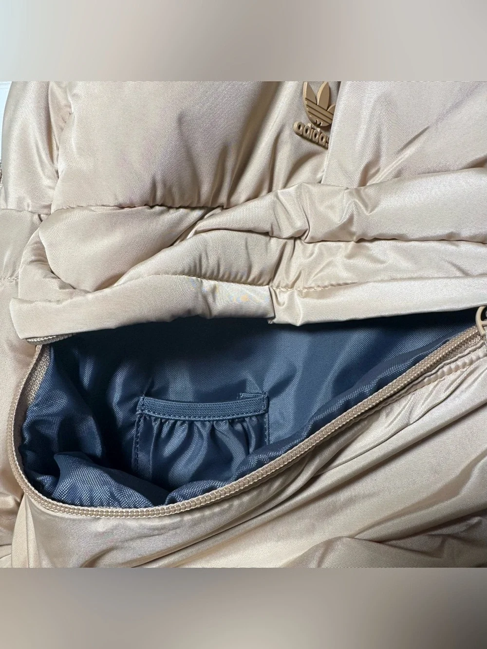 Adidas Originals Puffer Backpack in Magic Beige